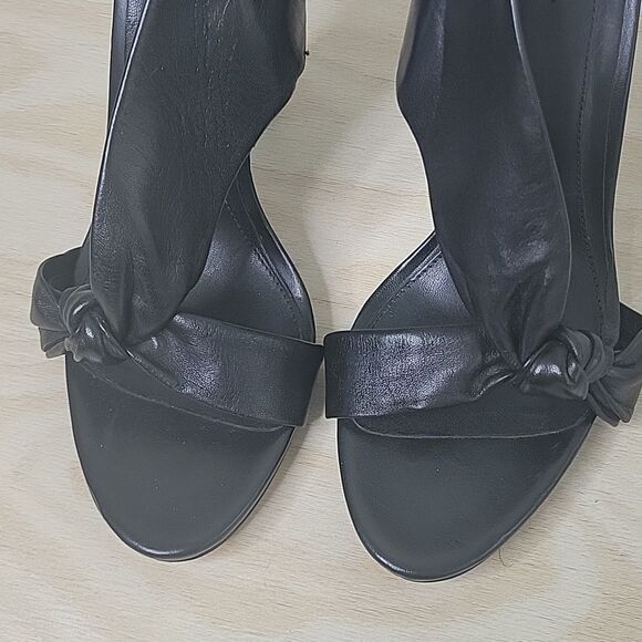 Brian Atwood Chryssa Leather Black Sandal Heel 6/36 Size - Picture 8 of 9